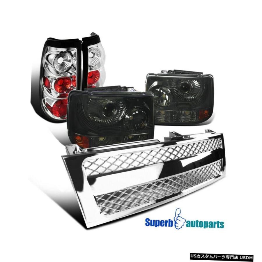 Tail light 99-02シルバラード煙プロジェクターヘッドライト+テールライト+メッシュグリル  For 99-02 Silverado Sm