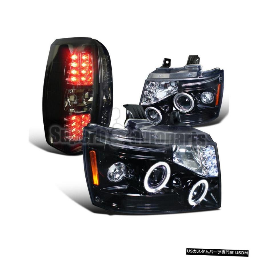 Tail light 2007-2011雪崩ハロープロジェクター光沢のある黒いヘッド+ LED煙テールライト  For 2007-2011 Avala
