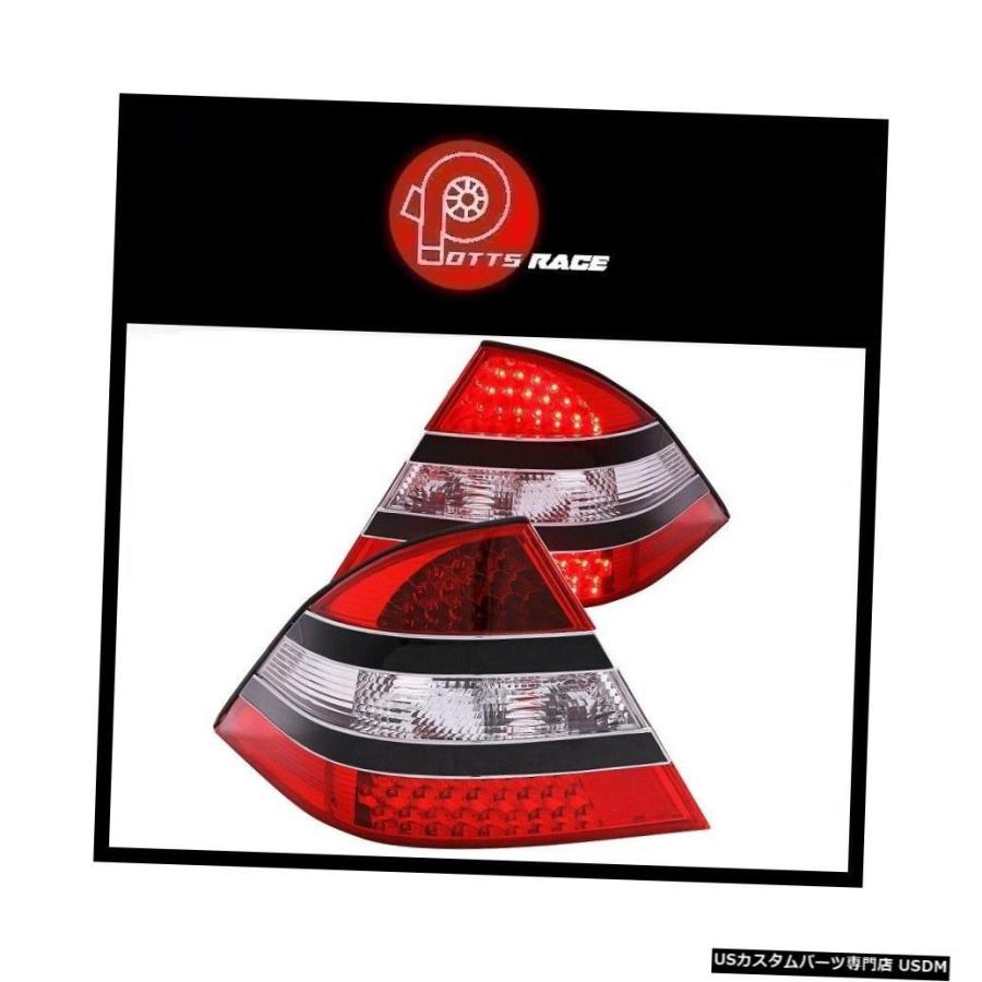 Tail light Anzo-ブラック/クロームレッドLEDテールライトはMercedes-Benz S430 2000-2005に適合  Anzo