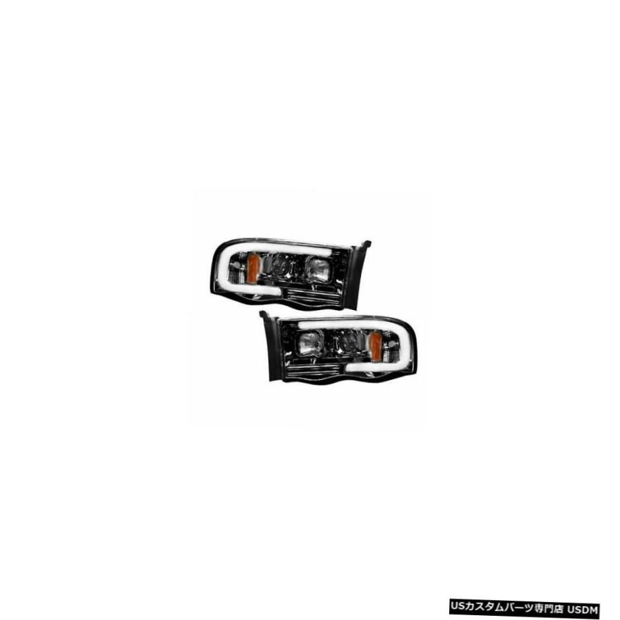 ヘッドライト Recon 264191BKC 2002-05 Dodge Ram 1500用スモークブラックプロジェクターヘッドライトキット Rec