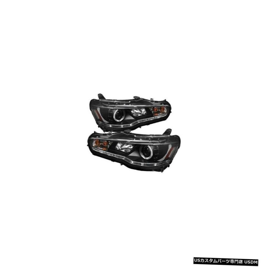ヘッドライト スパイダー5039392 08-14三菱ランサー用DRL LEDプロジェクターヘッドライトブロックNEW  Spyder 5039392