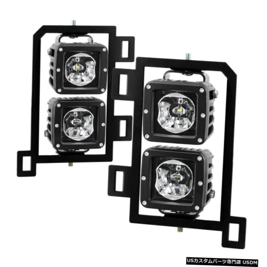 13-18ダッジラム1500個のLEDバンパーのフォグランプランプを取り付けワット/スイッチ+ブラケットフルセット Fit 13-18 Dodge Ram 1500 LED Bumper Fog Lights L