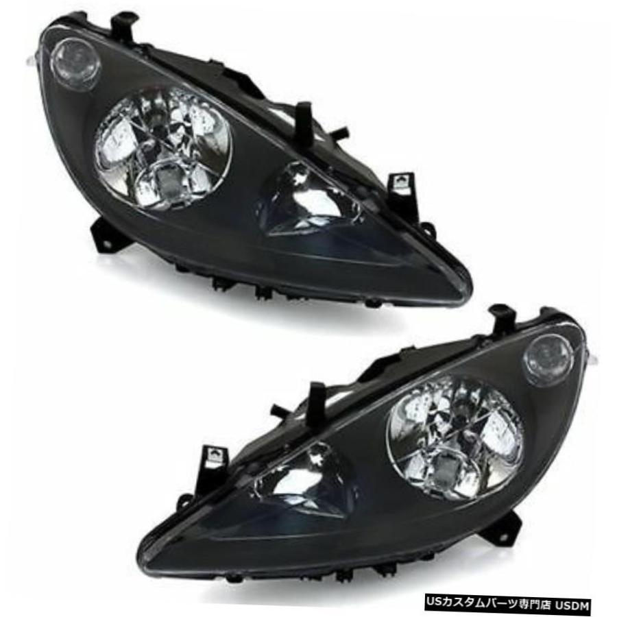 霧とプジョー307 00-05用に設定され黒色透明仕上げヘッドライトフロントライト black clear finish headlights front lights set for PEUGEOT 307 00-05 with f
