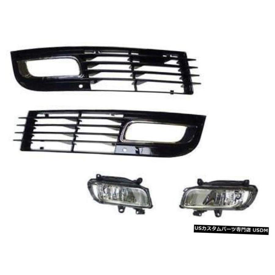 グリルブラッククローム仕上げのアウディA8 4E W12フォグライトセット08-10 Audi A8 4E W12 Fog Light Set with Grills Black Chrome finish 08-10