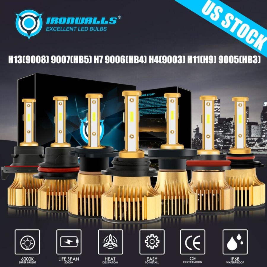 LED前照灯弁膜高低光芒H11 9012 9005 9006 H4 H7 H13 9003の6000K CAN2階建てバス LED Headlight Bulb High Low Beam H11 9012 9005 9006 H4 H7 H13 9003 60 ライト、レンズ-自動車