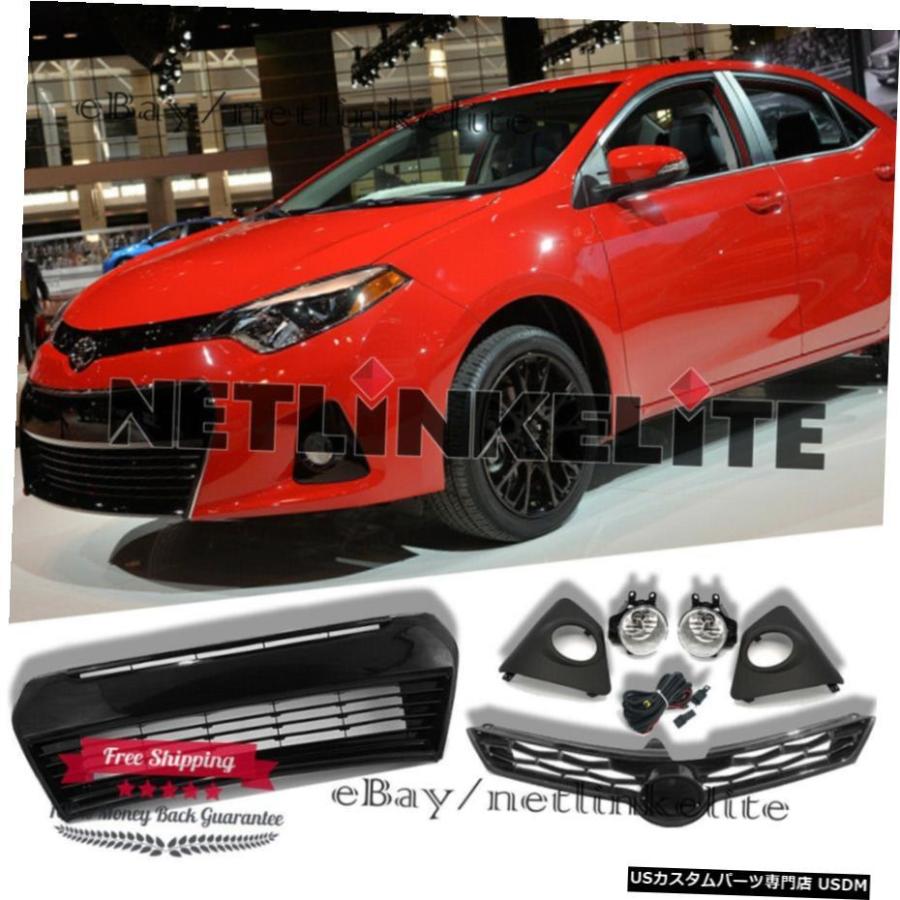 トヨタカローラSのために合う2014-2016クリアフォグランプバンパーアッパー＆＃038;下部グリルセット Fit For Toyota corolla S 2014-2016 Clear Fog Light Bum