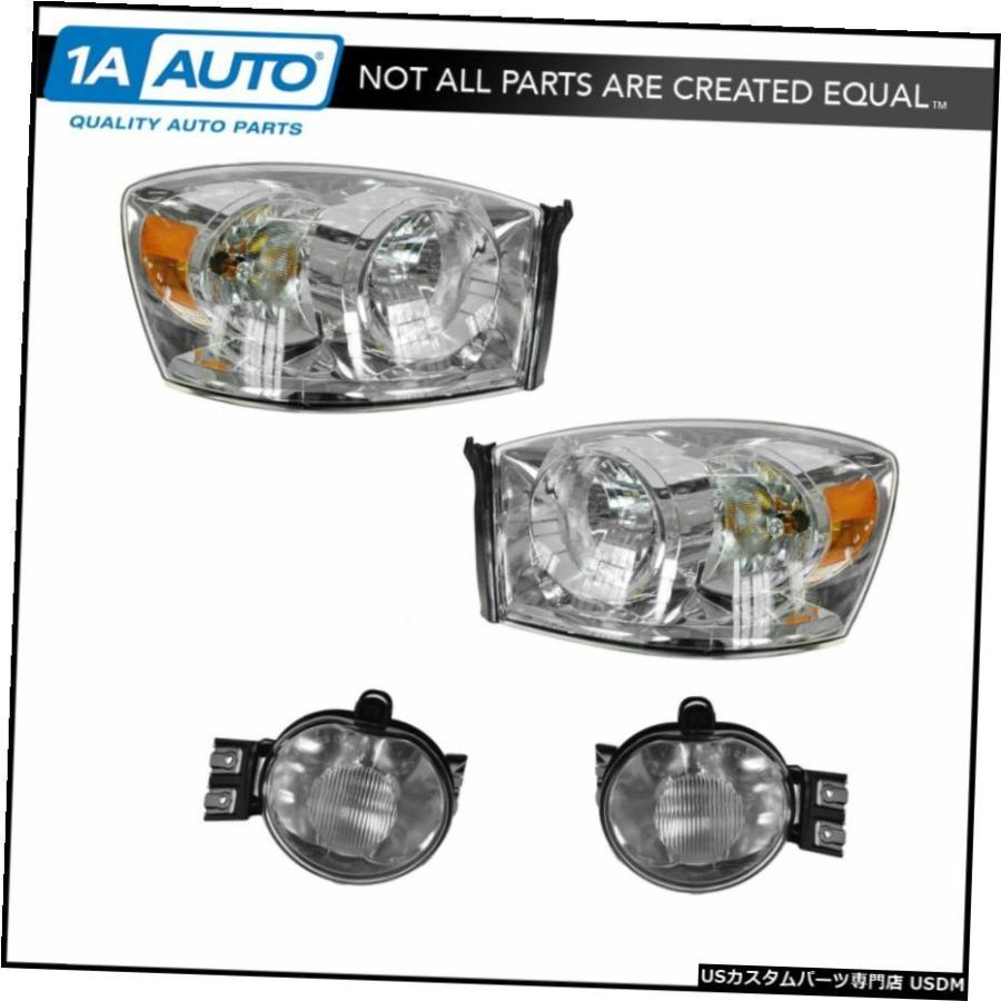 ダッジラムトラック新4のヘッドライトフォグドライビングライトランプLH RHキットセット Headlight Fog Driving Light Lamp LH RH Kit Set of 4 for Dodge Ram