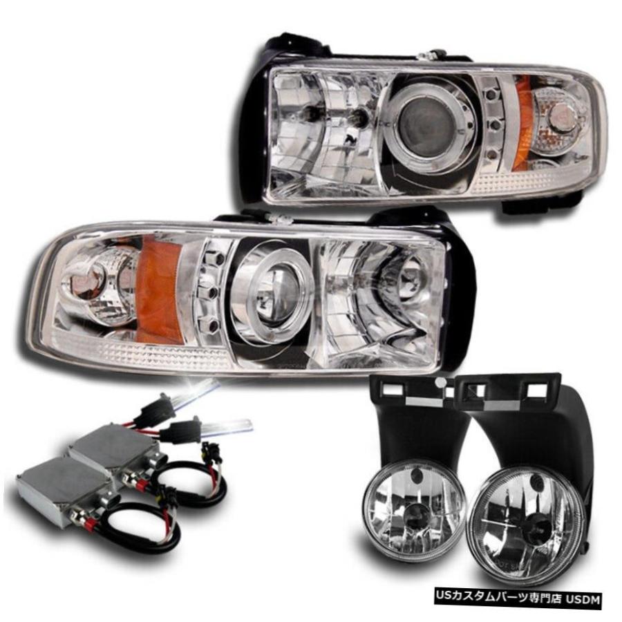 1994-2001 DODGE RAM CHROME LED HALO PROJECTOR HEAD + FOG LIGHT W / 50W 6K XENON HID 1994-2001 DODGE RAM CHROME LED HALO PROJECTOR HEAD+ FOG LIGHT W/5