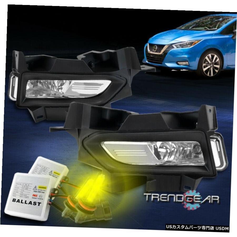 ワット/ 3000K HID +ハーネスL + R 2020年から2021年のVersaフロントバンパーフォグランプランプChromeの For 2020-2021 Versa Front Bumper Fog Lights Lamps