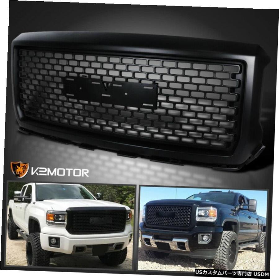 グリル 2014-2015のためのGMCシエラ1500デナリスタイルマットブラックフロントフードグリルグリル For 2014-2015 GMC Sierra 1500 Denali Style Matte
