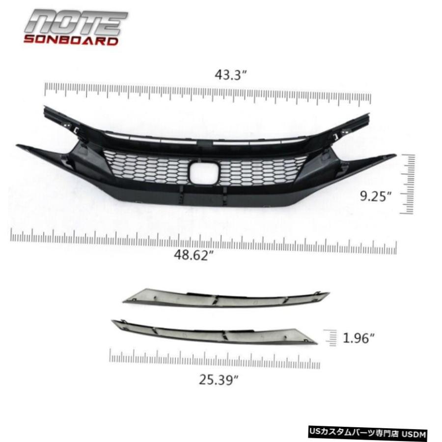 グリル 2019-2020ホンダシビックフロントアッパーグリルハニカム