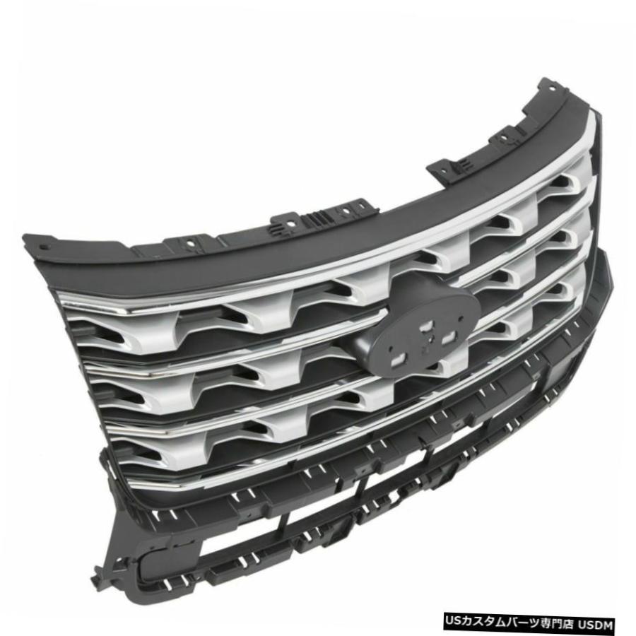 グリル 2016 2017フォードエクスプローラーのためにシルバーフロントアッパーバンパーグリルグリルファクトリースタイル Silver