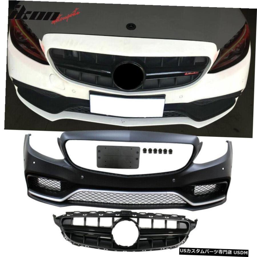 グリル W /上部グリル適合15-18ベンツW205 CクラスC63 AMG PP