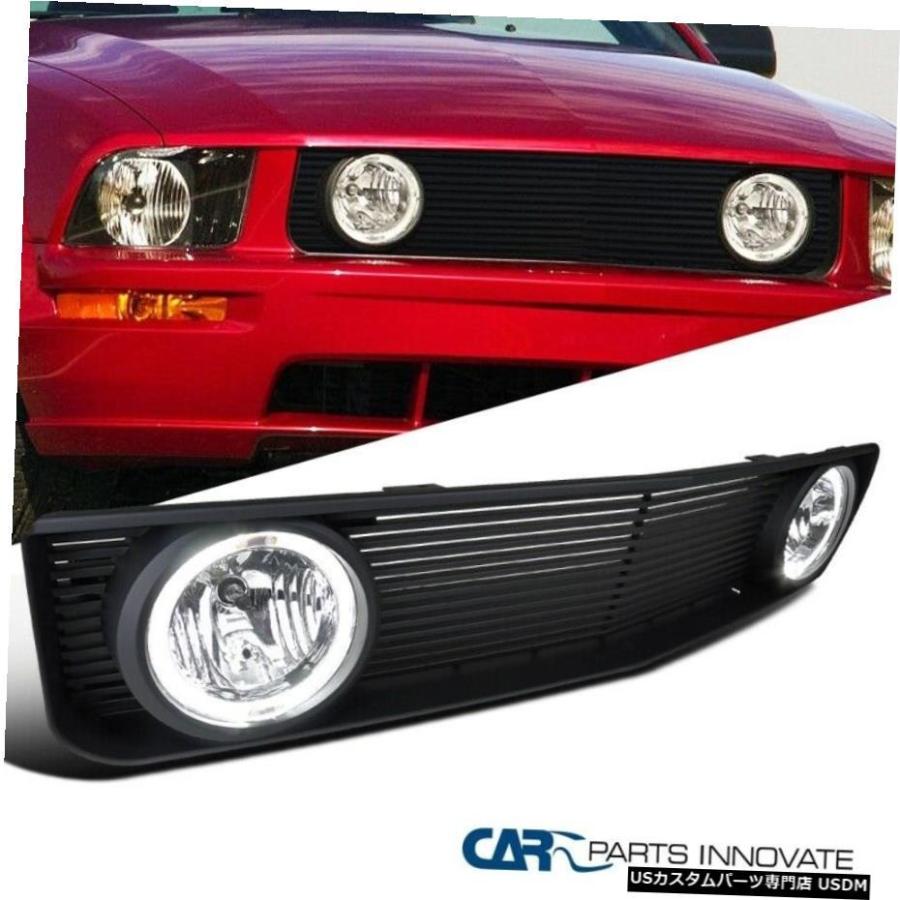 グリル フォードマスタングV6 05-09ブラックフロントグリルフード+  