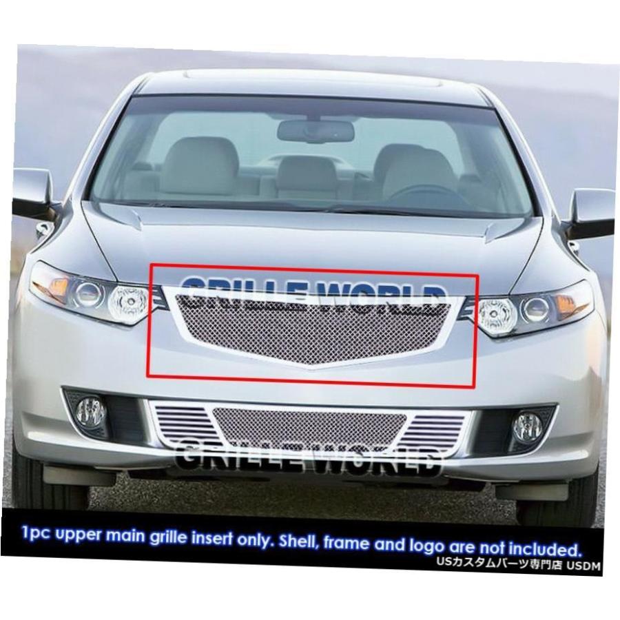 グリル Fits 2009-2010アキュラTSXステンレスメッシュメインアッパーグリルインサート Fits 2009-2010 Acura TSX Stainless Steel Mesh Main Upper Gr