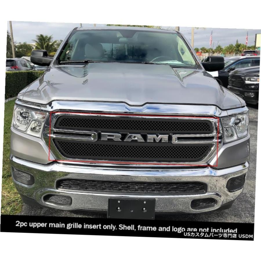 グリル Fits 2019-2021ラム1500商人アッパーブラックメッシュグリルインサート Fits 2019-2021 Ram 1500 Tradesman Upper Black Mesh grille insert