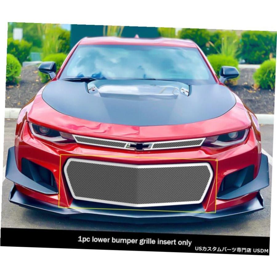 グリル Fits 2019-2021シボレーカマロZL1下のバンパーステンレスクロームメッシュグリルインサート Fits 2019-2021 Chevy Camaro ZL1 Lower Bumper St