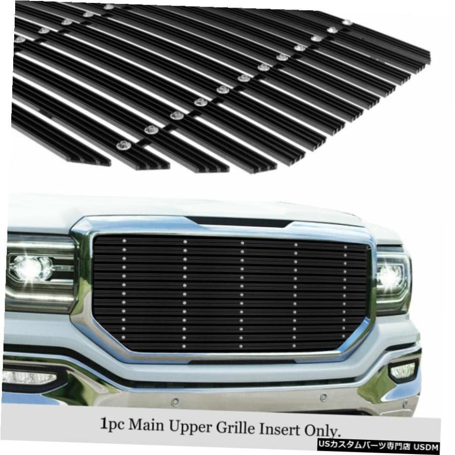 グリル リベットスタッドビレットグリルで2016-2018 GMCシエラ1500アッパーブラックワイドフィット Fits 2016-2018 GMC Sierra 1500 Upper Black Wide