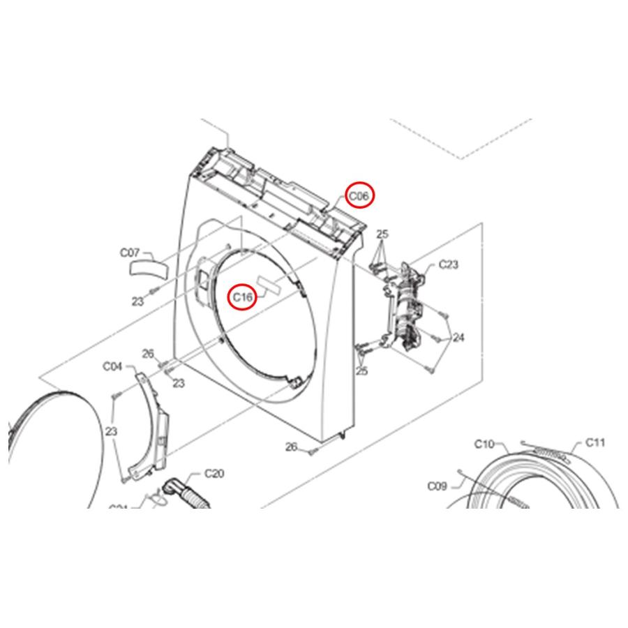 パナソニック 洗濯機 NA-LX125AR-W用 ボデーB 部品番号：AXW001BA86W0