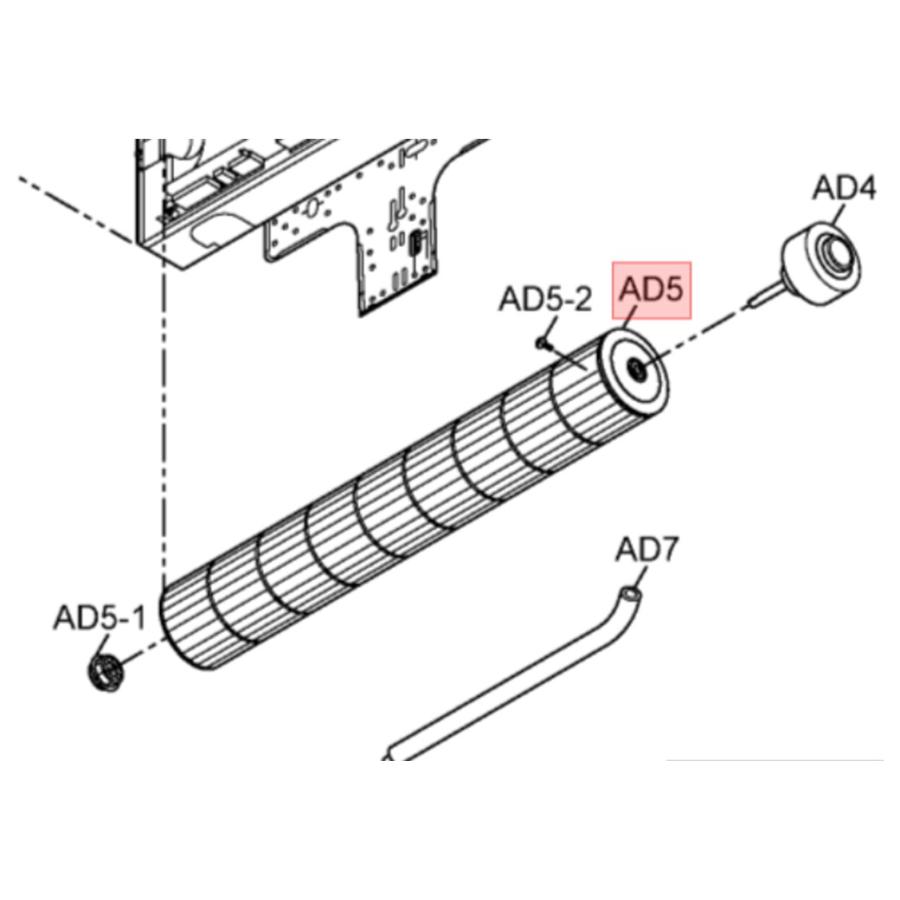 パナソニック エアコン用 クロスフローファン 部品番号：CWH02C1057 ※CWH02C1046の後継品です。〈図：AD13 ...