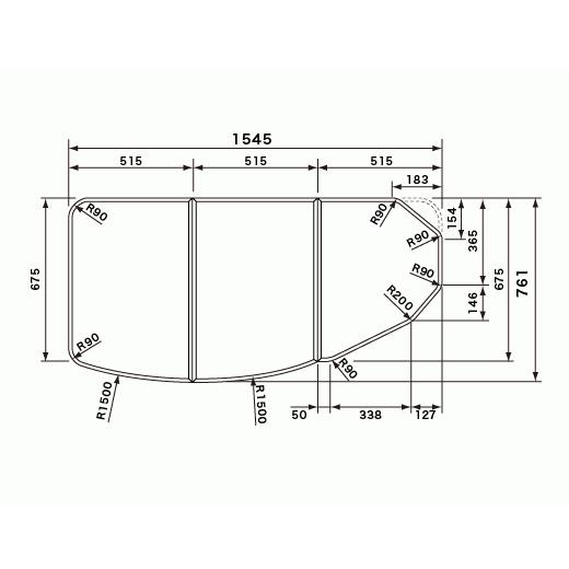 パナソニック　Panasonic　バスルーム　断熱風呂フタ(短辺761×長辺1545:組みフタ:変形型)　RLXZ415713