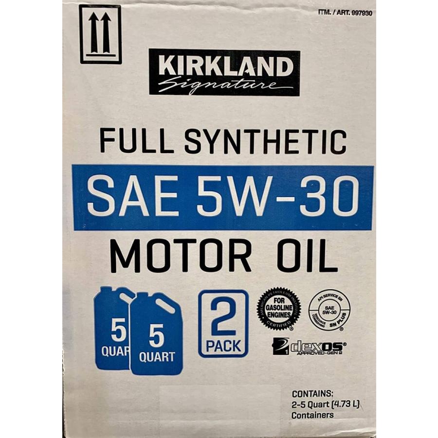 カークランド モーターオイル 9.46L(4.73L×2) 5クォート 2個パック 完全合成SAE 5W30 エンジン