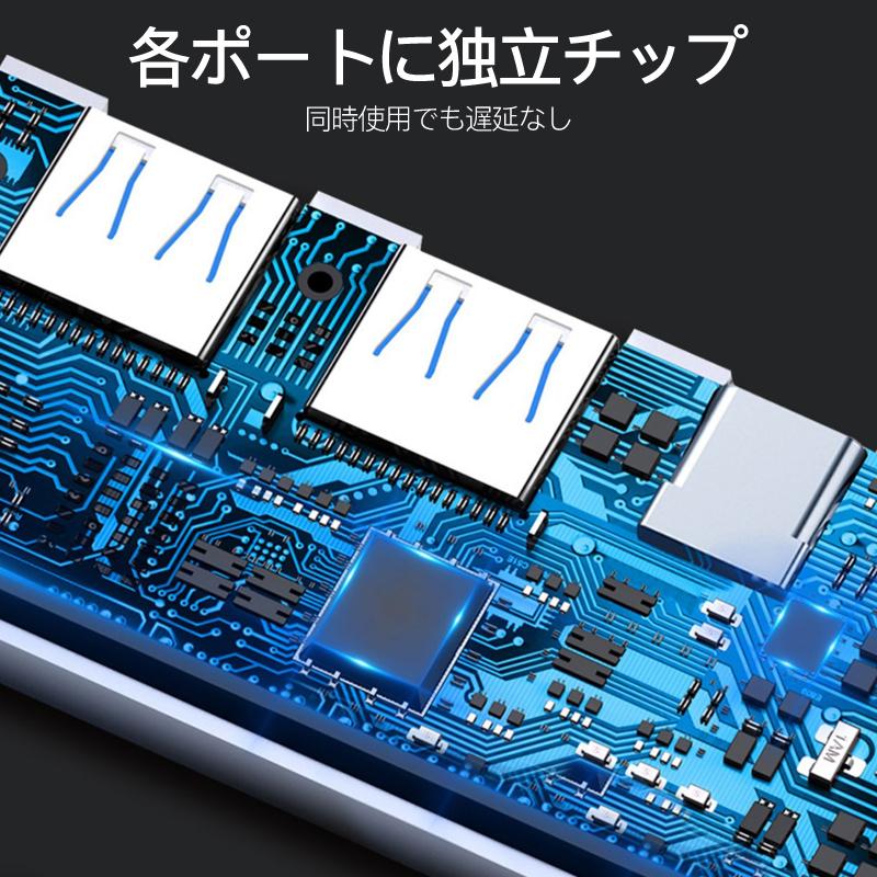 Type C ハブ USB C ドッキングステーション USB C HUB 6in1 USB3.0 HDMI 変換 SDカードリーダー TF ドック ポート スロット アダプター Macbook iPad Pro  高速｜usenya｜06