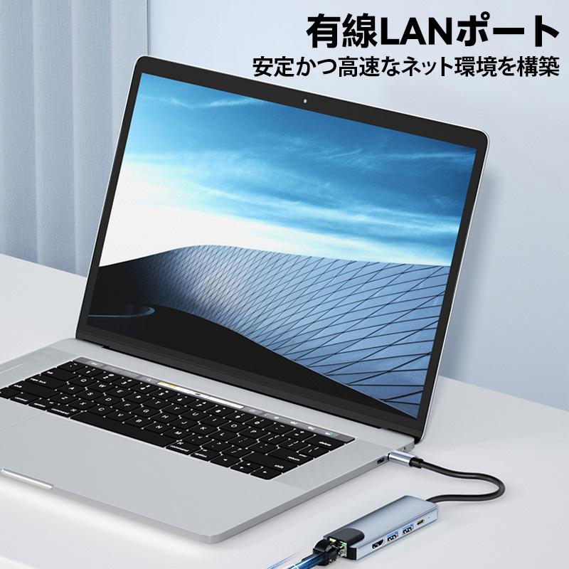 5in1 ドッキングステーション ハブ HDMI Lan ポート USB 3.0 Type-C  ラン ギガ タイプ c 充電 変換 アダプター 有線 増設 拡張 4K  Macbook Windows |  | 03