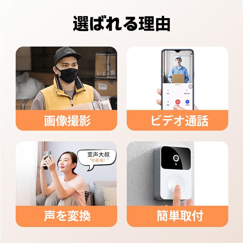 インターホン ワイヤレス チャイム 玄関 カメラ付き 無線 スマホ