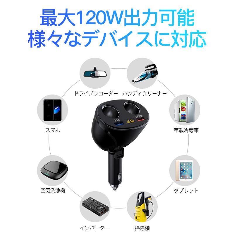 シガーソケット USB 増設 2連 車載充電器 QC3.0 4.8A カーチャージャー 電圧計 付き トラック 12V 24V 車用 急速 2ポート 車 トラック 高速｜usenya｜08