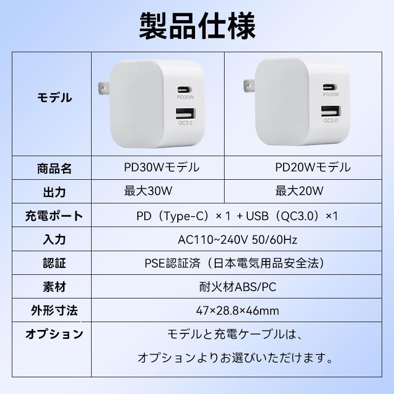 PD 30W 充電器 iPhone 20W AC アダプター Type-C タイプ C 折り畳み
