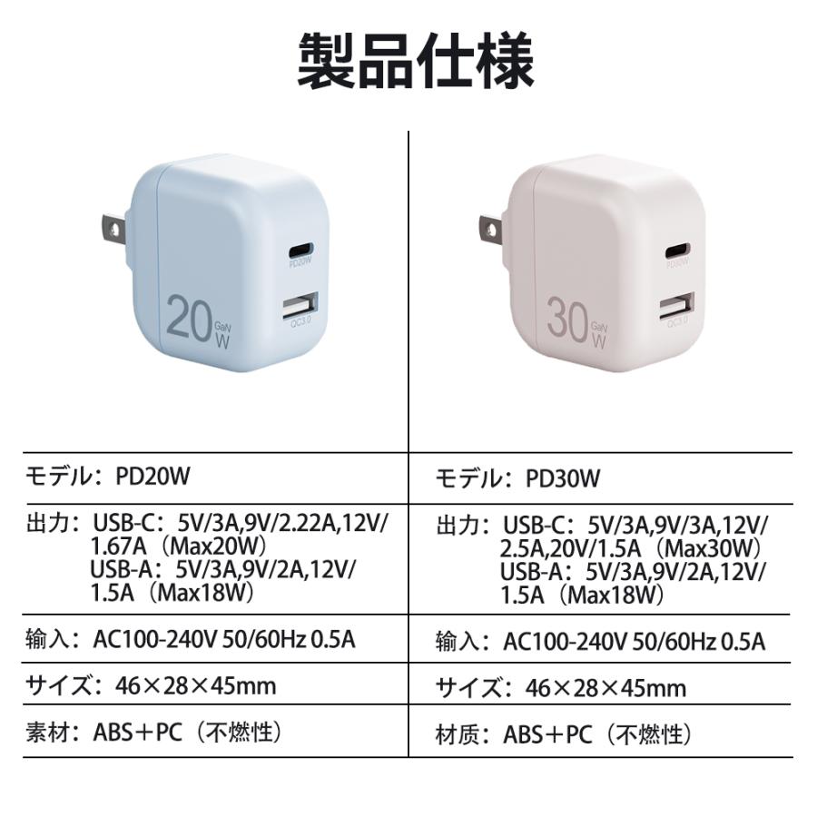 PD 30W 20W 急速 充電器 Type-C USB-A タイプC USB-C QC3.0 対応 iPhone 17 Android iPad タブレット AC アダプター  2口 ポート スマホ コンセント |  | 20