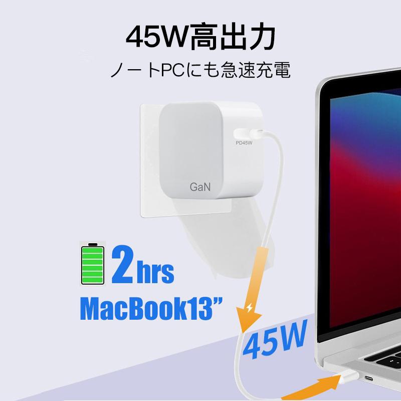 PD 45W 充電器 急速 タイプc Type-C AC アダプター ノートPC Macbook