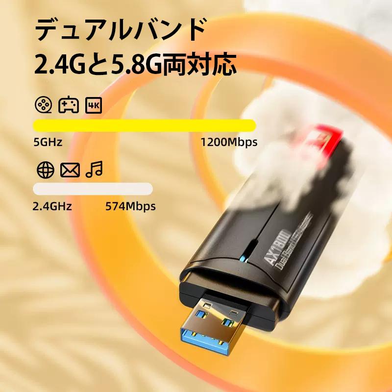 WiFi6 1800M 無線LAN 子機 3000M アダプター レシーバー USB 3.0 Wifi6e AX 中継機 アンテナ 外部 高速 カード ドライバーフリー windows11 10 |  | 09