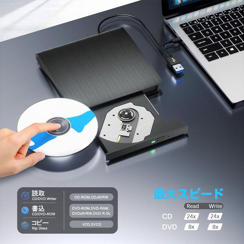 DVD CD ドライブ 外付け USB 3.0 Type C プレーヤー パソコン RW