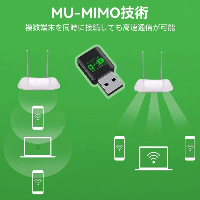 Wifi6 900M 2in1 無線LAN 子機 USB Aアダプター 小型 Bluetooth 5.4
