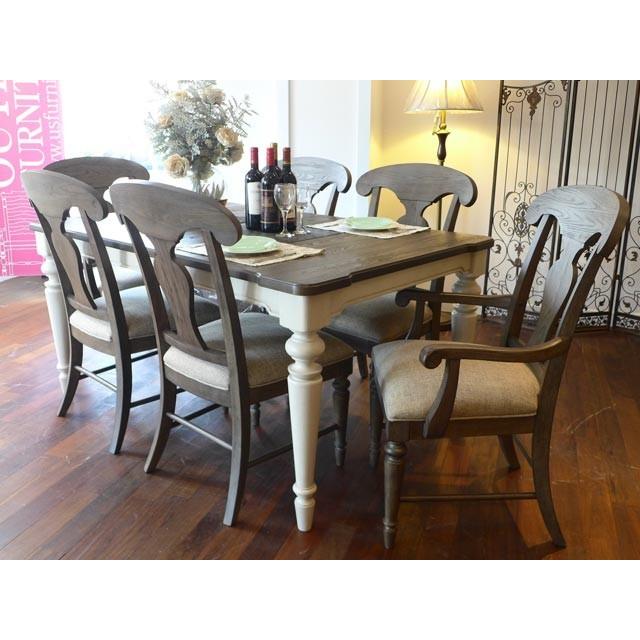 【推し】 ダイニングテーブルセット 6人用 伸長式 輸入家具 シャビーシック 高級 アメリカ アンティーク調 白 ホワイト グレー Brookhaven Legacy社 【EIM3665103754】(133308円)