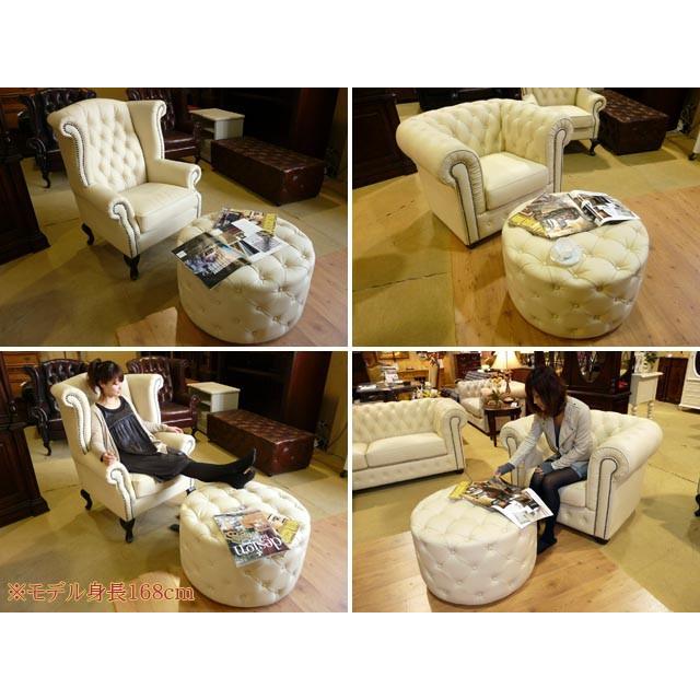 希少♦️チェスターフィールド♦️高級ラウンド形 ソファ兼オットマン