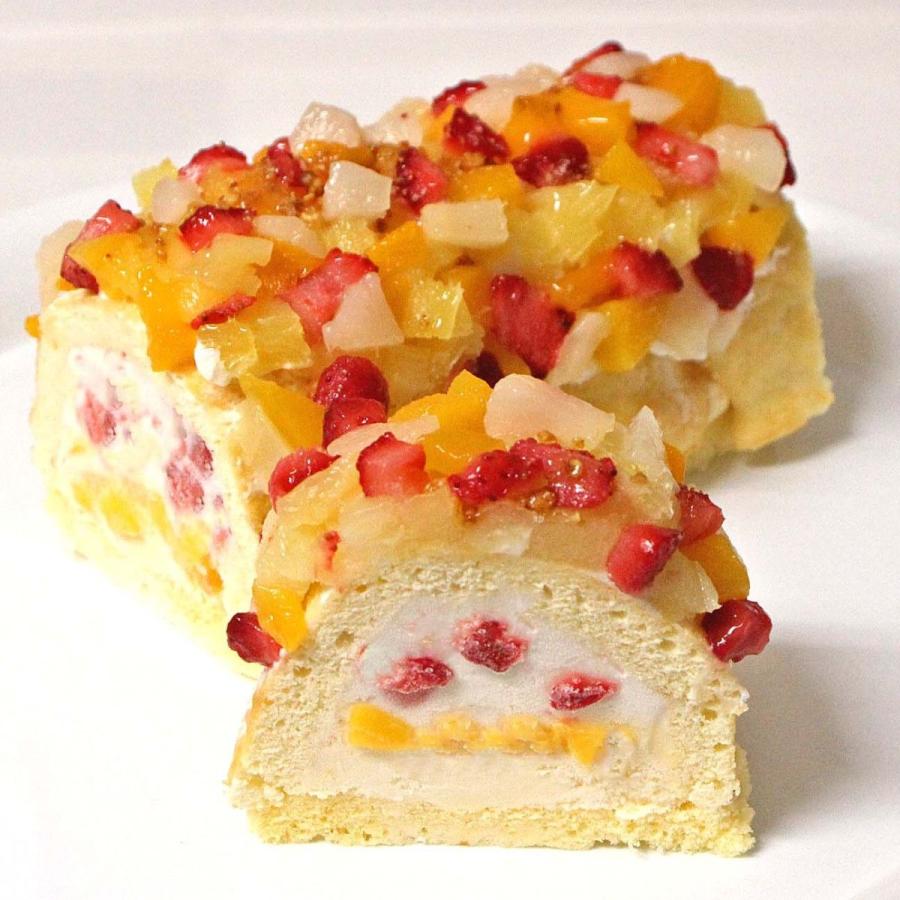 生乳アイスクリームロールフルーツアイスケーキ 誕生日ケーキ バースデーケーキ アニバーサリー プレゼント ギフト コンパクトケーキ|ushagisan|06