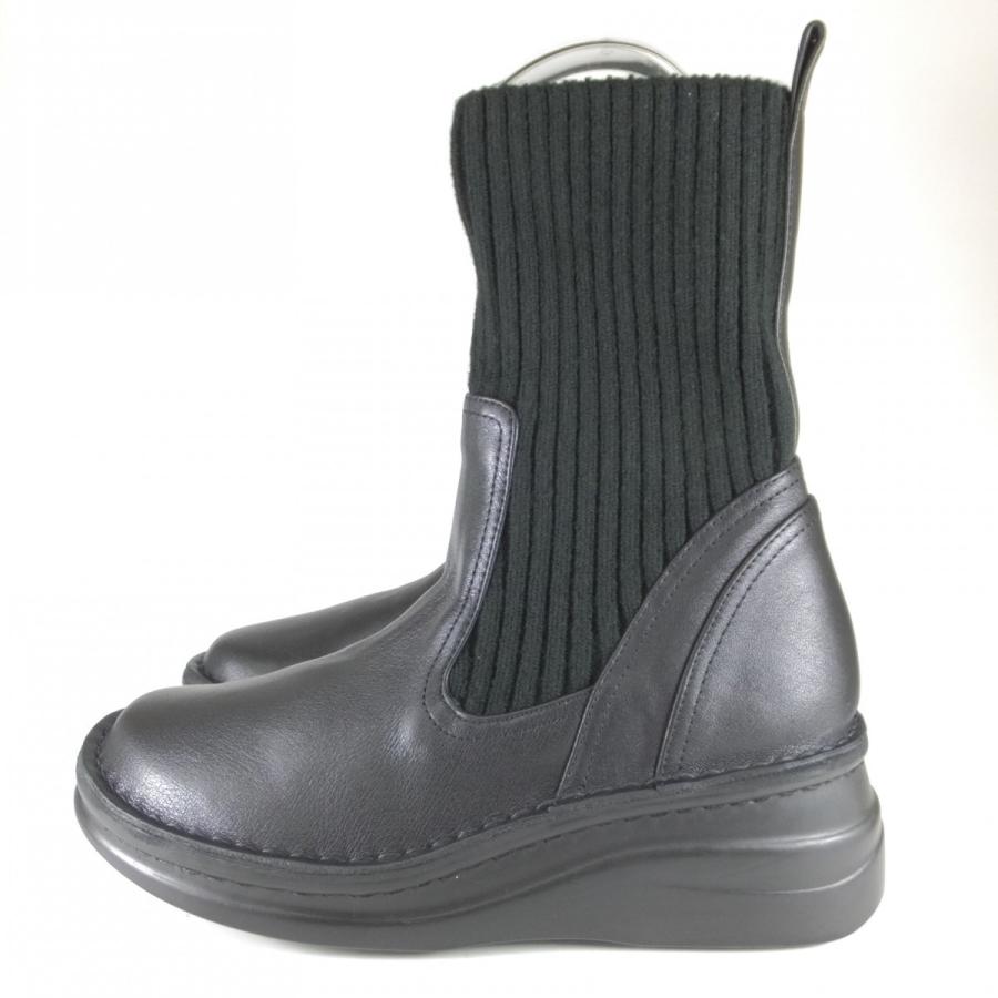 インコルジェ 靴 ブーツ スポーツナイン 靴 ブーツ 8172 クロ ブラウン ニット ショートブーツ 厚底ブーツ 歩きやすいブーツ 履きやすいブーツ 疲れにくいブーツ｜ushijima4192ya3des-1｜04
