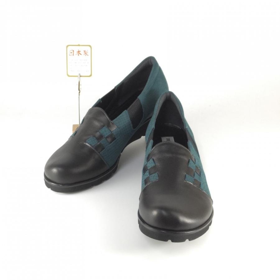 プリンセス ユキ 靴 princess yuki 7832 クロ グリーン スリッポン