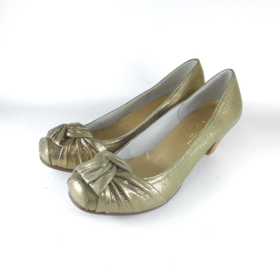 パンプス 歩きやすい パンプス 痛くない EIZO 靴 エイゾー 靴 セール 15524 花モチーフ ゴールド パンプス ヒール 結婚式 披露宴 パーティー おしゃれなパンプス