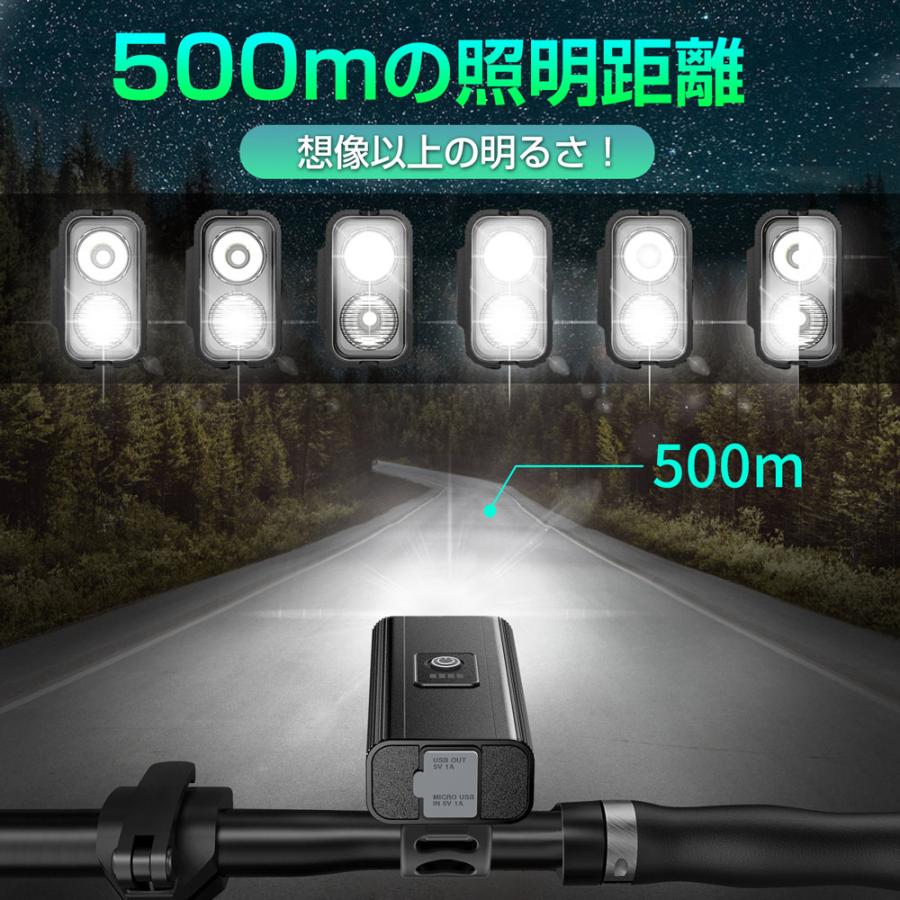 自転車 ライト led ヘッドライト 5200mAh 大容量 アルミ合金製 800ルーメン 6つ調光モード IPX5防水 USB充電式 高輝度 犬散歩 夜釣り（s-cdz-02bk）｜ushiononiwa｜04