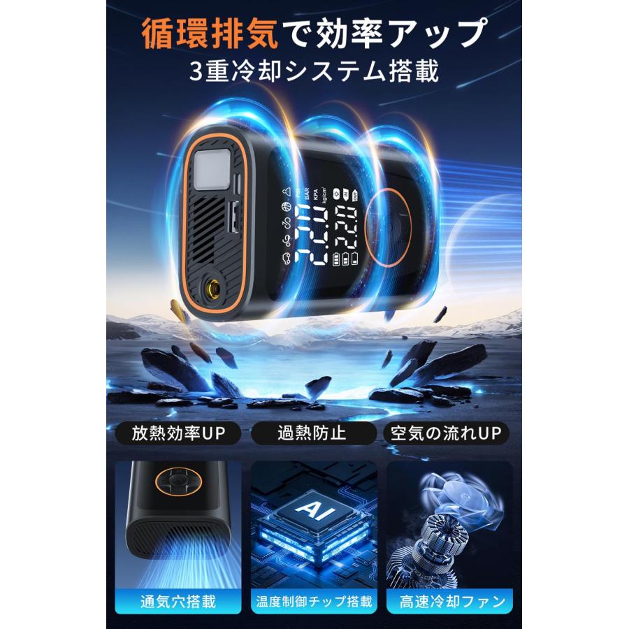 90W高効率-3倍急速充填】電動空気入れ 充電式 バイク/車用 最新型】電動空気入れ 急速充填 自動停止 全バルブ対応 大画面