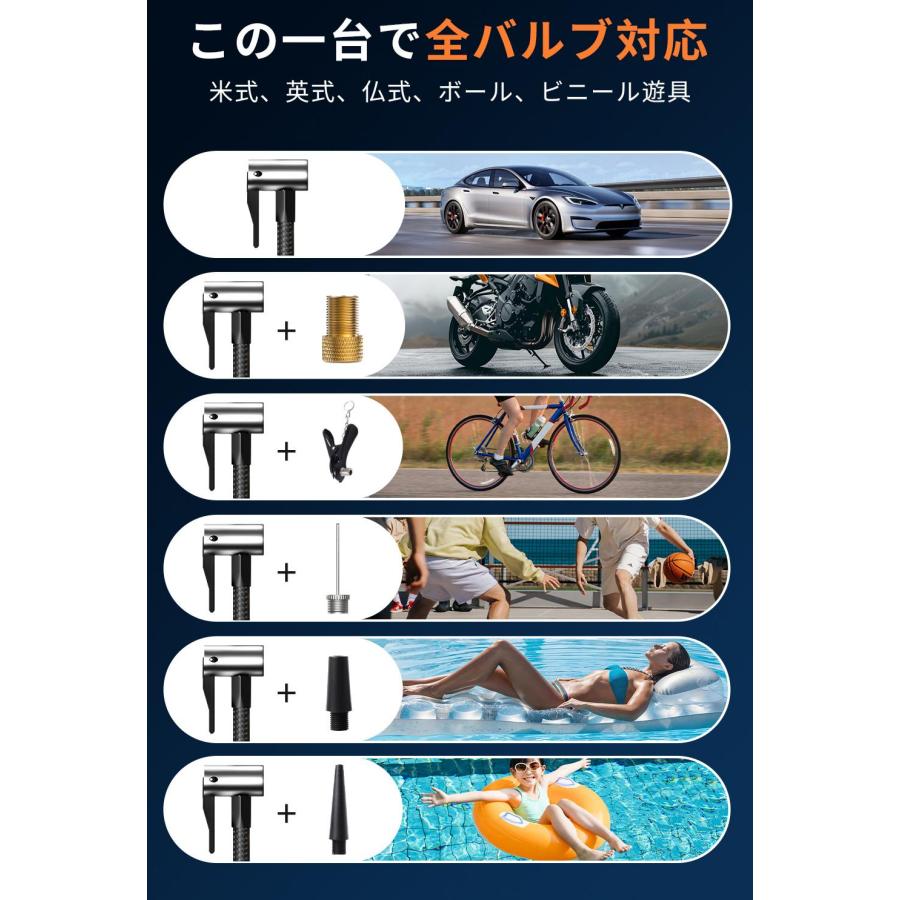 最新型】電動空気入れ 急速充填 自動停止 全バルブ対応 大画面