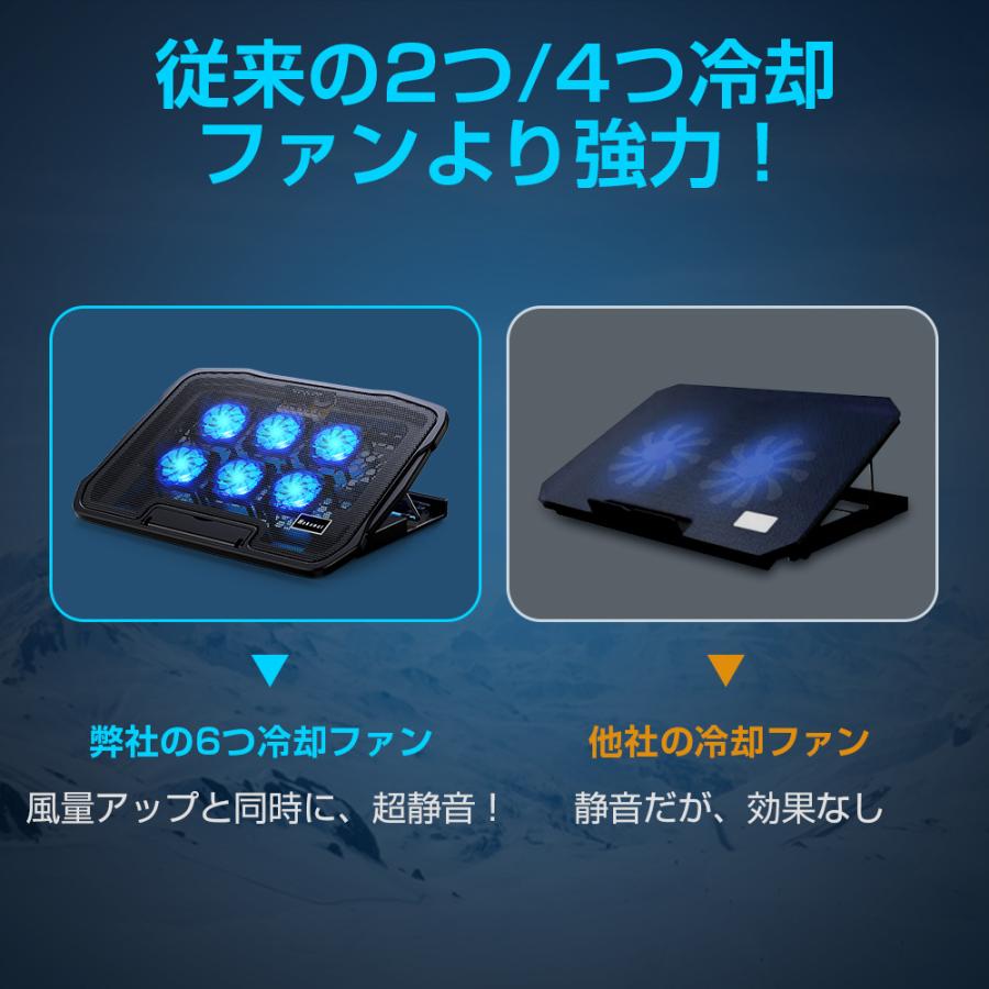 Hokonui 【ライト付き】ノートパソコン スタンド 冷却ファン 3