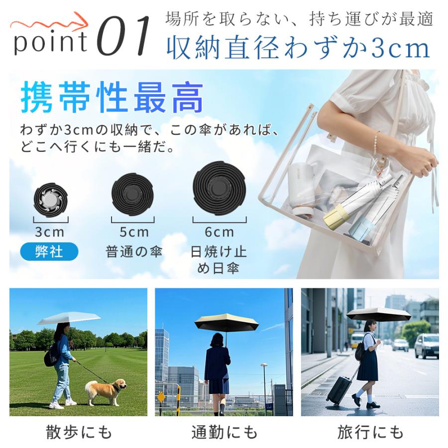 日傘 晴雨兼用傘 自動開閉 開けたら-20℃ 折りたたみ 完全遮光 UPF50+