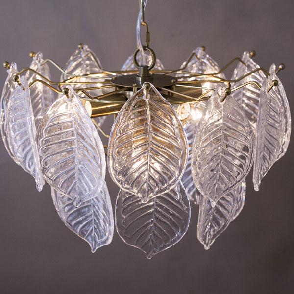 シャンデリア 5灯 ガラスシャンデリア LED電球対応 アンティーク