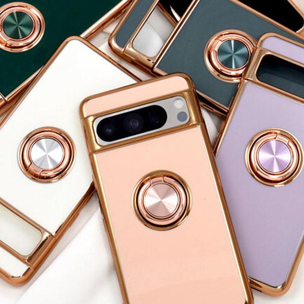 Google Pixel 8 Pro ケース スマホリング付 メタリックバンパー ソフトカラーケース カバー GooglePixel8Pro グーグルピクセル8 プロ ソフトケース | Google