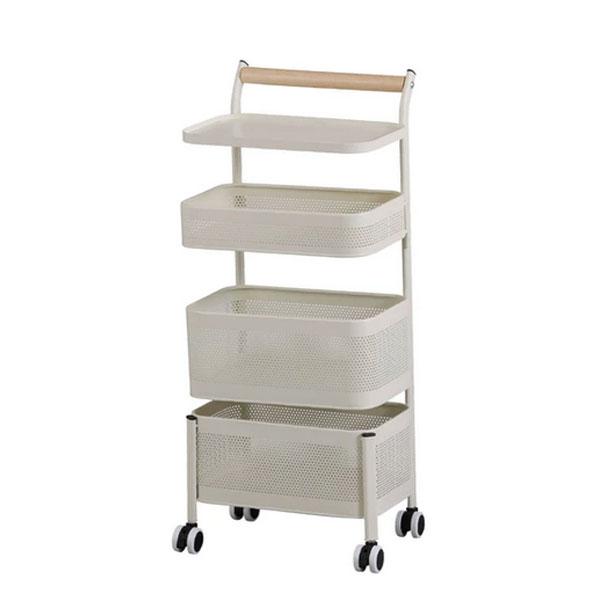 キッチンワゴン バスケット 4段 トローリーラック 収納ワゴン キッチン